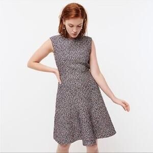 J. Crew SIZE 4 WOOL SILK BLEND Black Tweed Mini Fit Flare Dress Sleeveless 06846